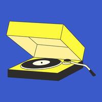 A yellow retro record player with a vintage design, evoking nostalgic music vibes vector