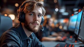 AI-driven customer support system providing instant responses and solutions in a business environment photo