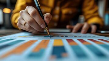 Employee analyzing customer feedback and CRM data to improve marketing strategy and service photo