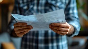 A creative professional holding a printed document with usage rights photo