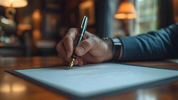 A legal document with a signature confirming the licensing of an image photo