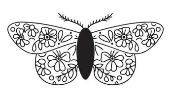 mystical butterfly in boho style. sketch illustration. vector