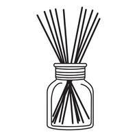 aroma diffuser with sticks. sketch style illustration. home fragrance vector