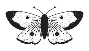 mystical butterfly in boho style. doodle. vector