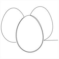 Three Eggs in a line art drawing illustration vector