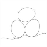Three Egg line art Continuous line drawing of whole egg illustartion vector
