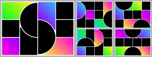 4 x 3 brutalist grid template. Photo layout bento box design. Collage mosaic shape post background. Slide moodboard brochure, montage poster abstract figure. Rectangular image gallery, circlular style vector