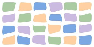 Speech text chat balloon, Talk cloud dialog box. Comic speak bubble, horizontal thought message shape. Cartoon think icon, quote word frame, chat paper sticker tag, doodle conversation question sign. vector