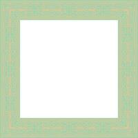square European gold with green ornament. Rectangular pattern, circle, ring of the Middle Ages. Revival border. Decorations of palaces and church vector