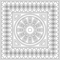 square Assyrian black outline ornament. Rectangle, border, frame of Mesopatamia. vector
