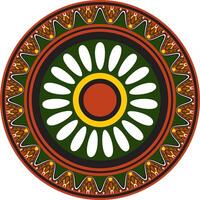 round Assyrian color ornament. Circle, border, frame of Mesopatamia. Pattern, ring of ancient East. vector