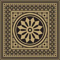 square Assyrian gold and black ornament. Rectangle, border, frame of Mesopatamia vector