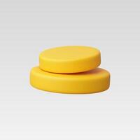Two smooth, round yellow soaps stacked with a minimalist design. vector
