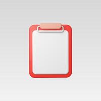 A modern red clipboard with a blank white sheet for notes. vector