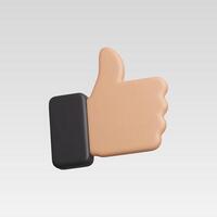 3D thumbs up icon representing positivity and approval. vector