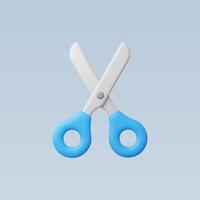 Simple blue-handled scissors against a light background. vector