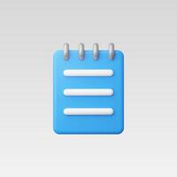 A blue notepad icon with lines for notes and a minimalist design. vector