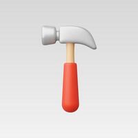 A simple, isolated image of a hammer with a red handle. vector