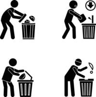 Waste Disposal Methods Pictogram Set Recycling Trash vector