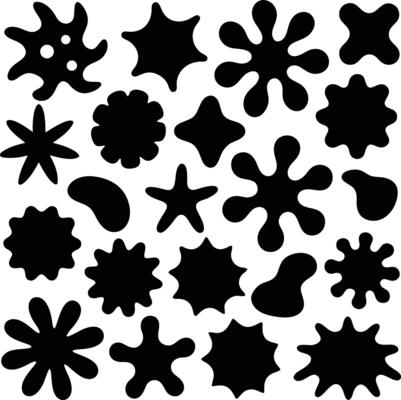 Collection of Abstract Black Shapes on White Background