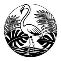 Elegant Flamingo Tropical Design in Black and White vector