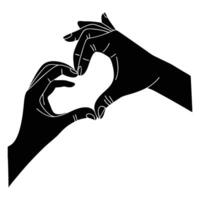 Silhouette of Two Hands Forming a Heart Shape vector