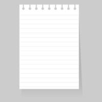 sheet of lined paper isolated on background. illustrations vector