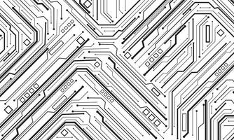 Abstract black circuit board technology connected lines electronics elements computer motherboard digital on white background vector