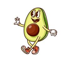 Walking avocado half with seed groovy character vector