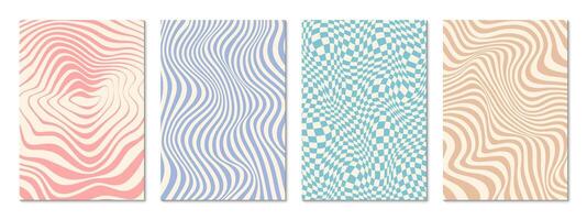 Retro psychedelic groovy pattern backgrounds vector