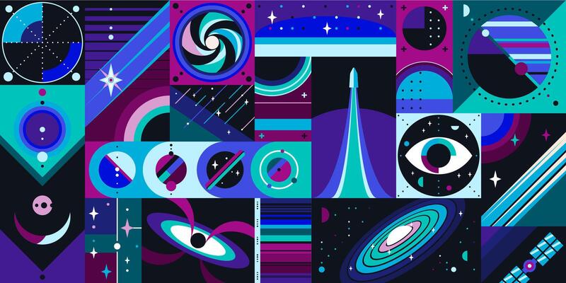 Geometric galaxy space planets pattern background