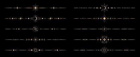 Esoteric magic celestial divider border set vector