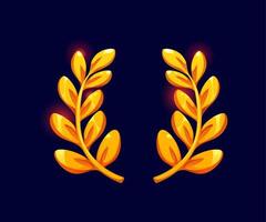 Golden laurel wreath badge, game UI asset vector