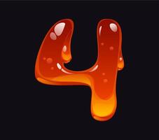 Tasty honey cartoon font typeset digit 4 four vector