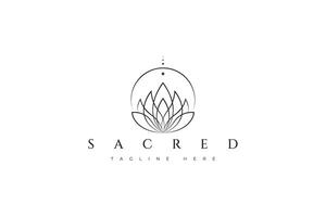 Elegant Sacred Lotus Logo Featuring Geometric Elements and Linear Esoteric Design vector