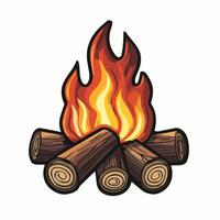 Campfire With Burning Logs And Flame vector
