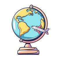Travel Globe With Airplane Flying Around vector