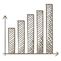 Hand drawn bar graph illustration showing progressive growth in financial data analysis trends vector