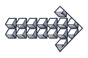 geometric arrow pattern with cube perspective design vector