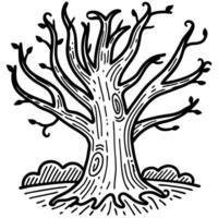 Intricate line art of a leafless tree with budding branches vector