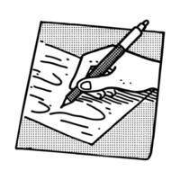 Handwriting with a pen on paper artistic sketch of writing tools and creative expression vector
