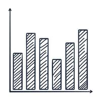 hand drawn bar chart with rising graph arrows indicating growth and statistics vector