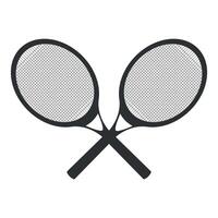 black and white icon of crossed table tennis rackets isolated on white background vector