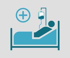 Colored icon of hospital bed with patient isolated on white background vector