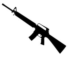 black icon of automatic assault rifle isolated on white background vector