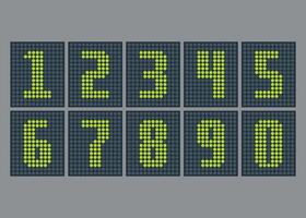 Set of green dot numbers for electronic scoreboard on white background vector