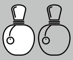 black and white icon of perfume bottle with cap on white background vector