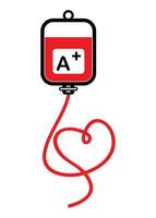 Colored stylized blood transfusion system icon isolated on blue background vector
