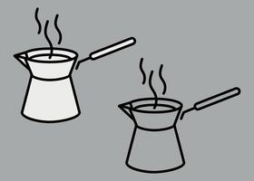 black and white icon of a turk for making coffee isolated on a white background vector