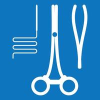 white medical instruments icon on blue background vector